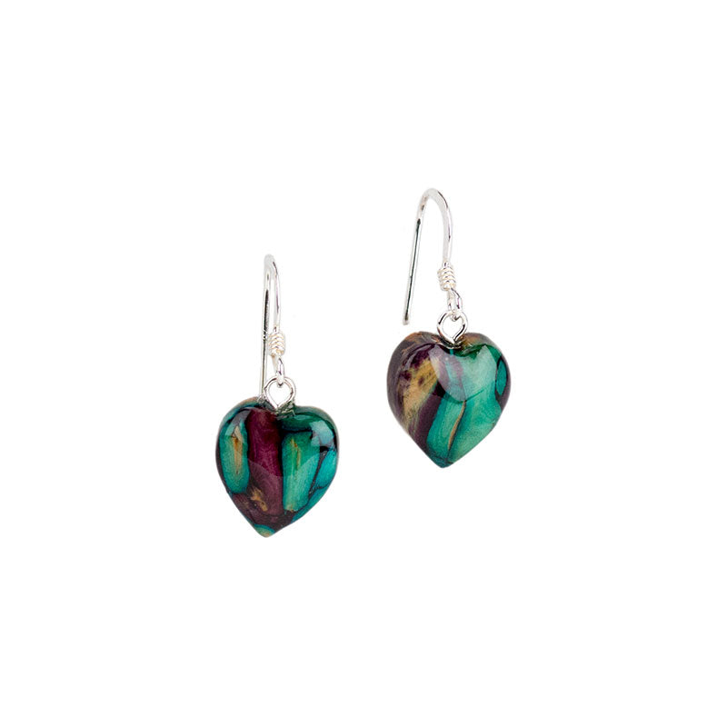 Heathergem Heart Earrings, Fishhook Heathergem Heart Earrings, Fishhook