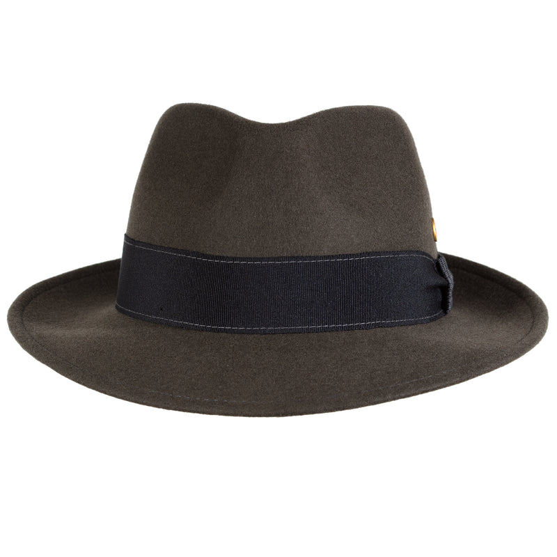 Manuel Wool Fedora Front view, Manuel Wool Felt Fedora by Mayser Hats in Stone.