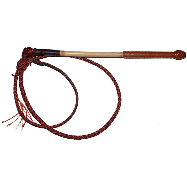 5' Red Hide Stock Whip, 1/2 plait handle 5' Red Hide Stock Whip, 1/2 plait handle