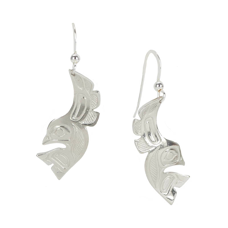 Lovebirds Earrings, Pewter and Silver Lovebirds Earrings, Pewter and Silver
