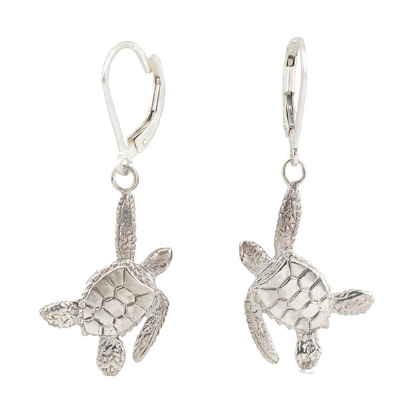 Sea Turtle Earrings, Sterling Silver, Leverback Sea Turtle Earrings, Sterling Silver, Leverback