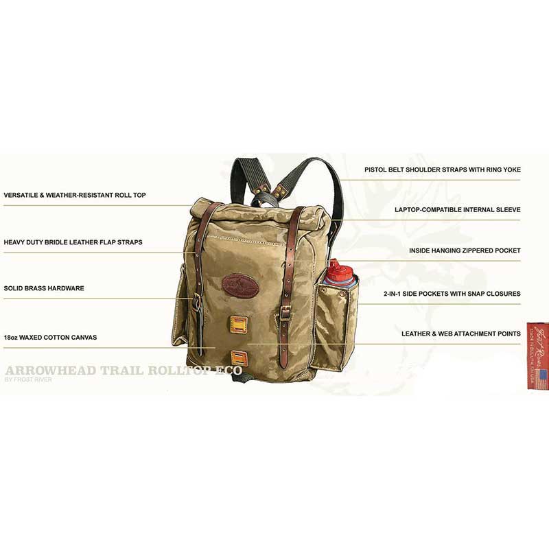 Arrowhead Trail Rolltop Pack, Tan Arrowhead Trail Rolltop Pack, Tan