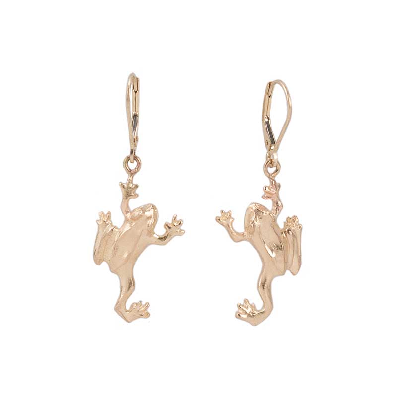 Tree Frog Earrings, 14 k Gold Tree Frog Earrings, 14 k Gold