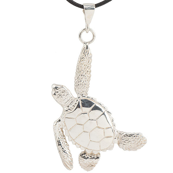 Sea Turtle Pendant, Sterling Silver, with cord Sea Turtle Pendant, Sterling Silver, with cord