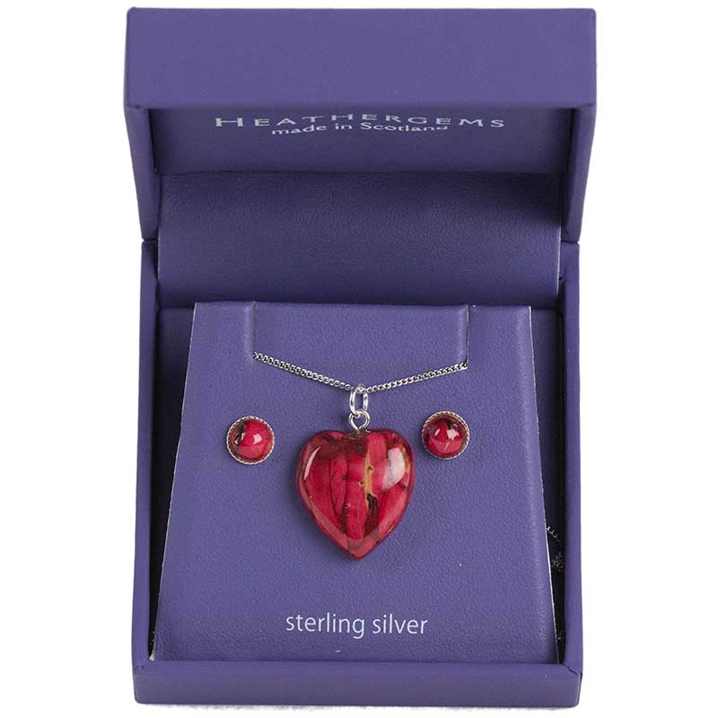 Heathergem Stud Earring Heart Pendant Set