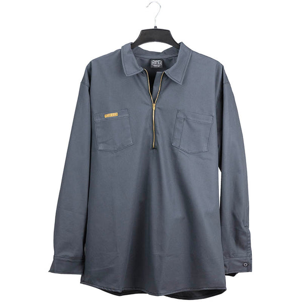 Long Sleeve Zip Work Shirt, Charcoal – David Morgan