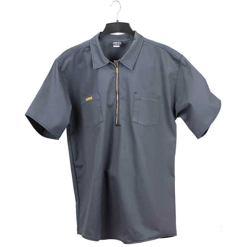 Short Sleeve Zip Work Shirt, Charcoal