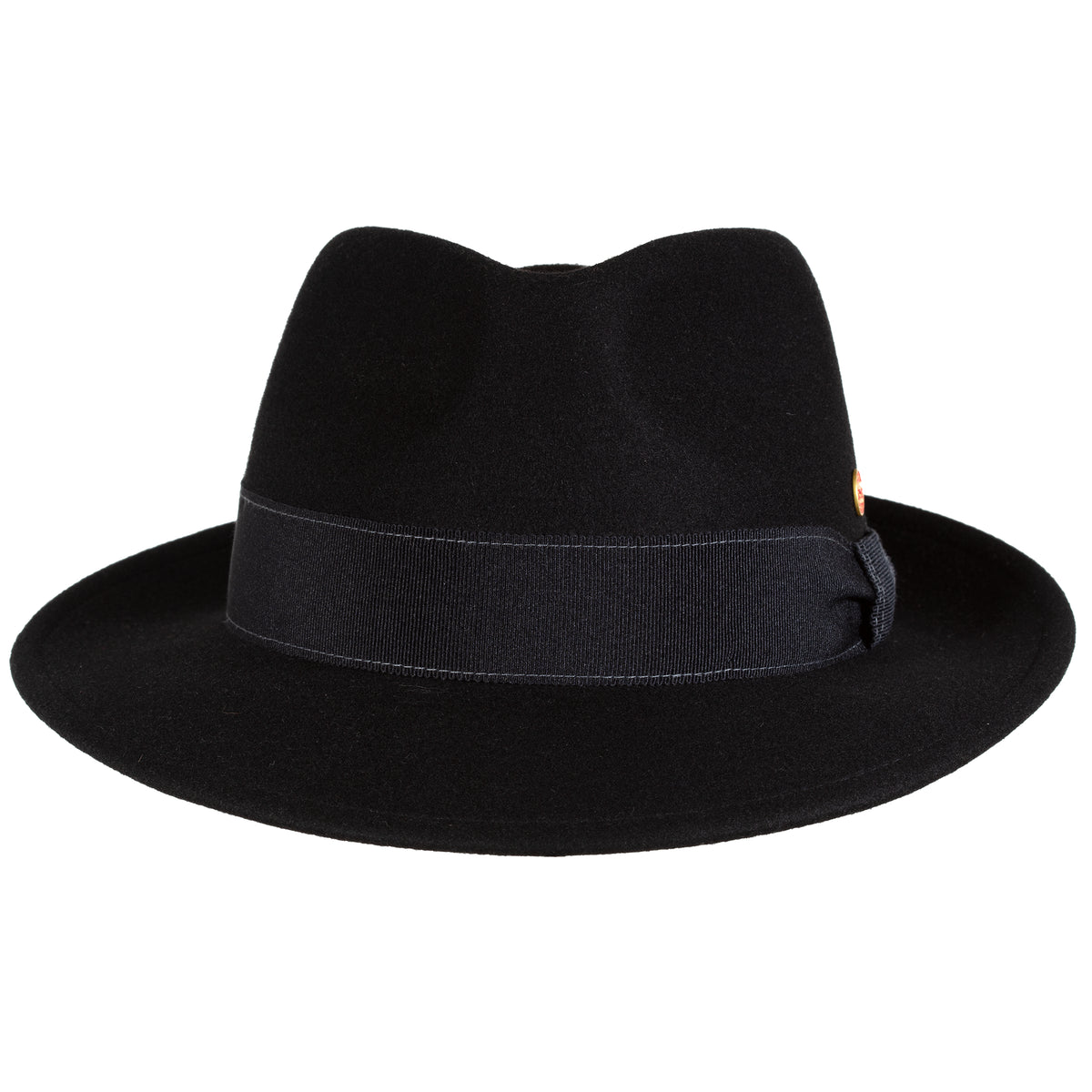 Front view, Manuel Wool Felt Fedora by Mayser Hats in Black.