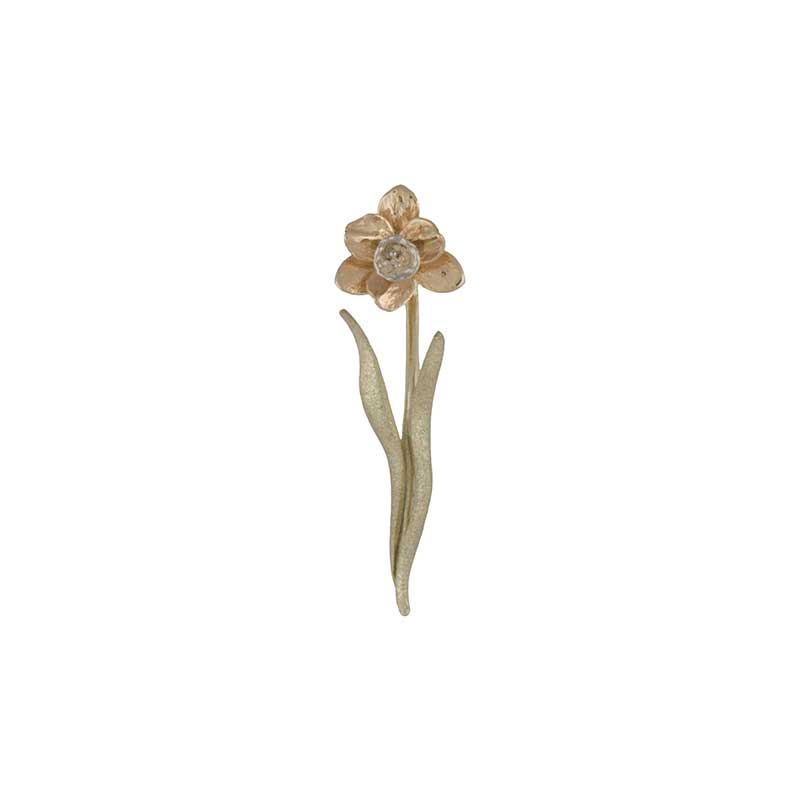 Tenby Daffodil Necklet, 14 kt. Green, Yellow, White gold