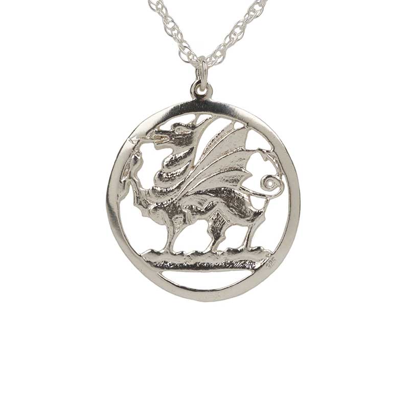 Welsh Dragon Pendant, Sterling silver