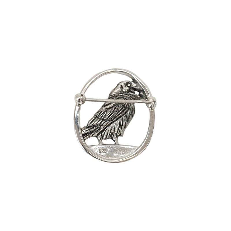 Raven Pin, Sterling Silver