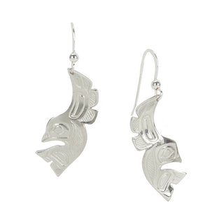 Lovebirds Earrings, Pewter and Silver