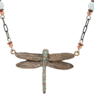 Bronze Dragonfly 6 Beaded Necklace