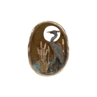 Heron In Cattails Pin