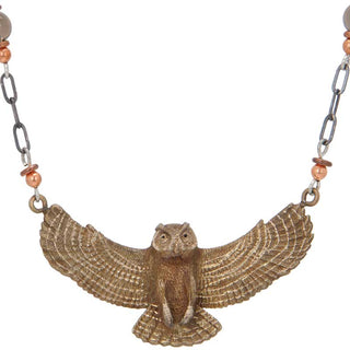 Great Horned Owl 2 Beaded Necklace