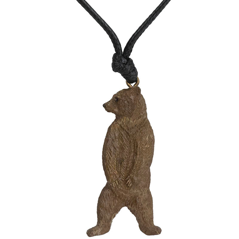 Standing Grizzly Pendant with cord
