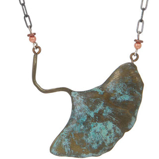 Ginkgo Leaf 2 Beaded Necklace