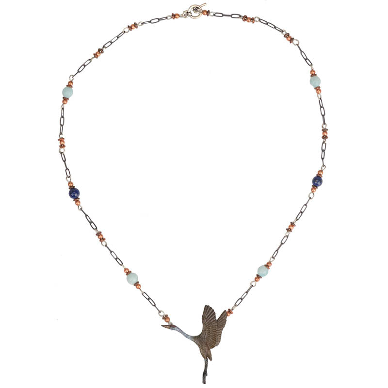 Sandhill Crane Rising 6 Beaded Necklace