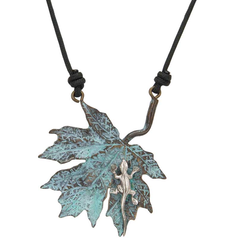 Maple Leaf With Lizard Pendant