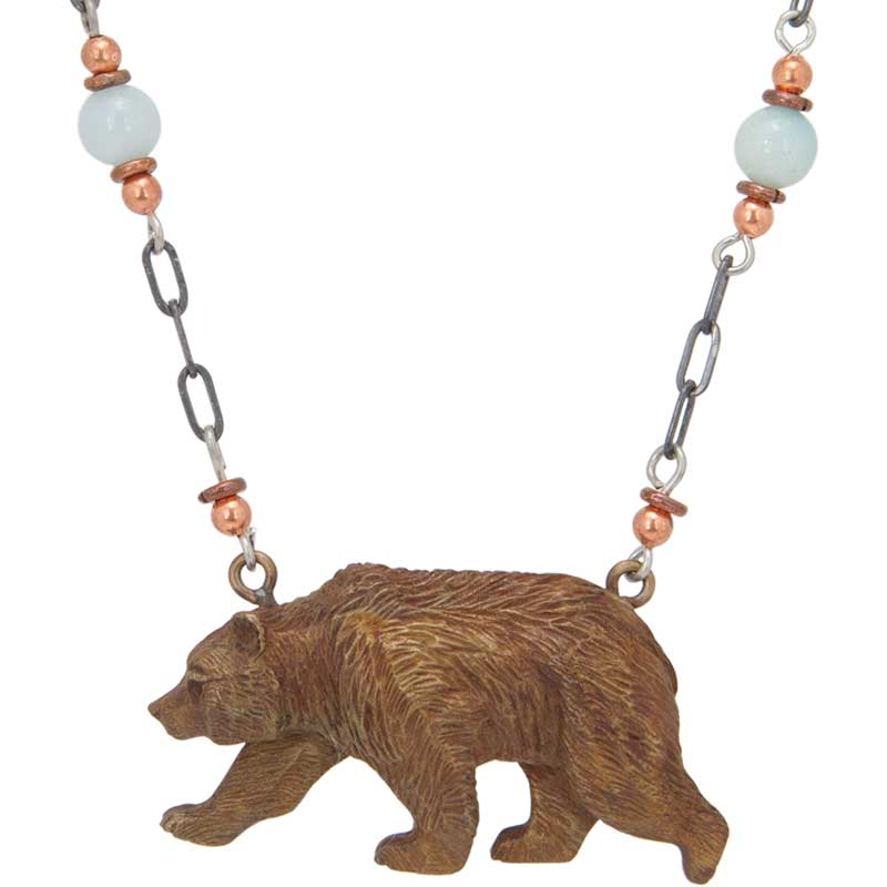 Grizzly Bear 2 Beaded Necklace