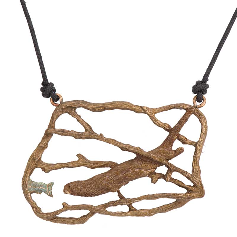 Otter Chasing Trout Pendant