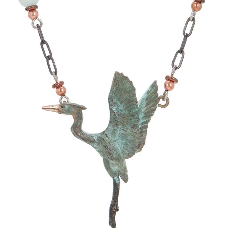 Heron Rising 2 Beaded Necklace