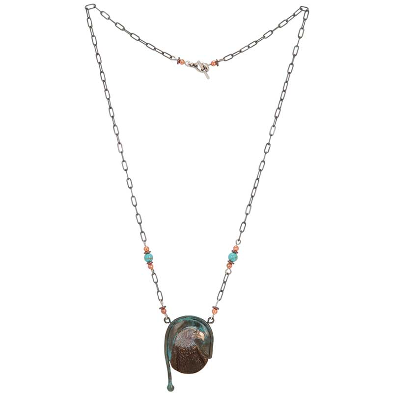 Eagle Head Bas Relief 2 Beaded Necklace