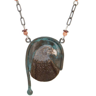 Eagle Head Bas Relief 2 Beaded Necklace