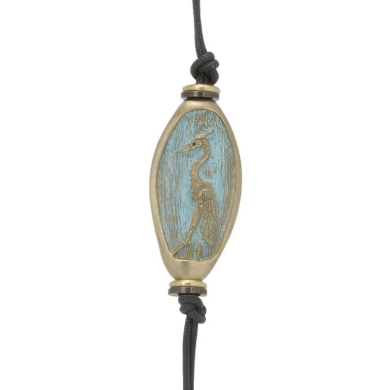 Great Blue Heron and Track Amulet Zipper Pull