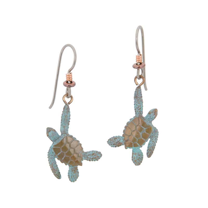 Sea Turtle Earrings, Fishhook