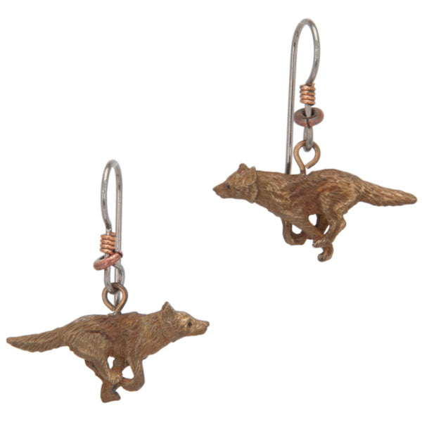 Running Wolf Earrings, Fishhook