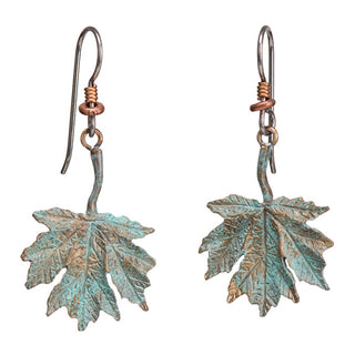 Maple Leaf Earrings, Green/Brown