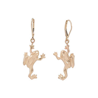 Tree Frog Earrings, 14 k Gold