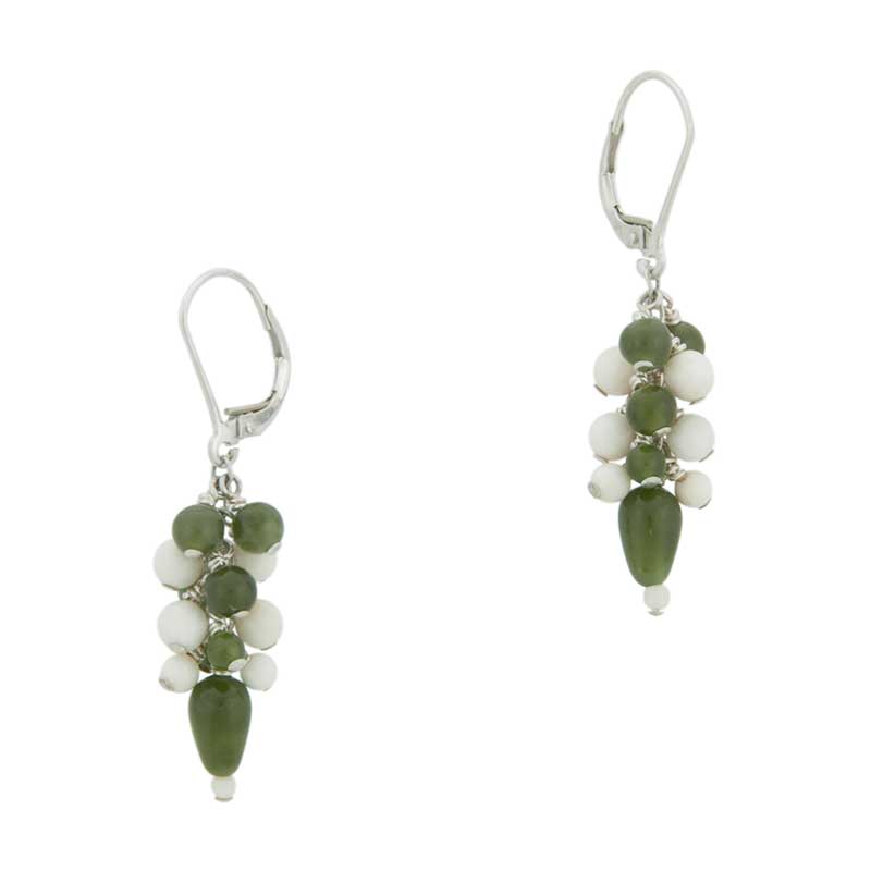 Jade and Woolly Mammoth Ivory Earrings