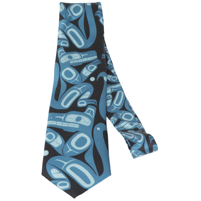 Wolf Tie, 100% Silk, Blue